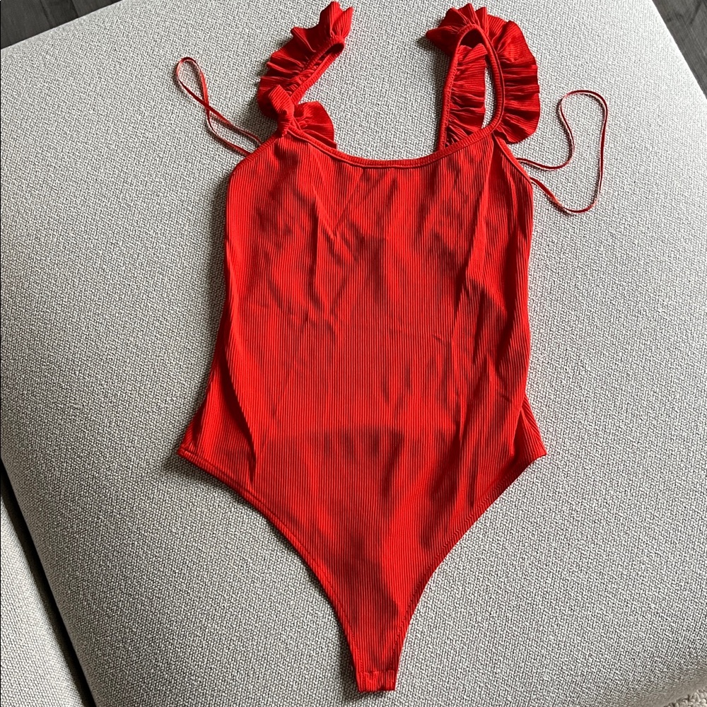 Red Ruffled One-Piece
